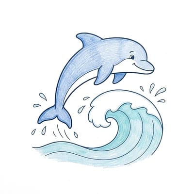 Dolphin Wave Leap, colored example