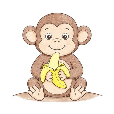 Monkey With Banana, colored example
