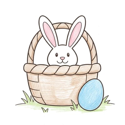 Bunny Basket Peek, colored example