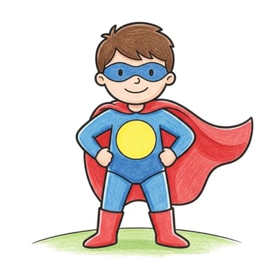 Cape Hero Pose, colored example