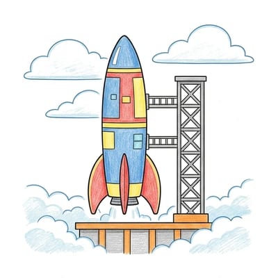 Rocket Launch Tower, colored example