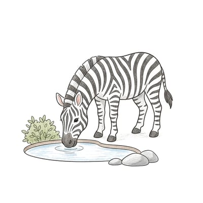 Zebra Watering Spot, colored example