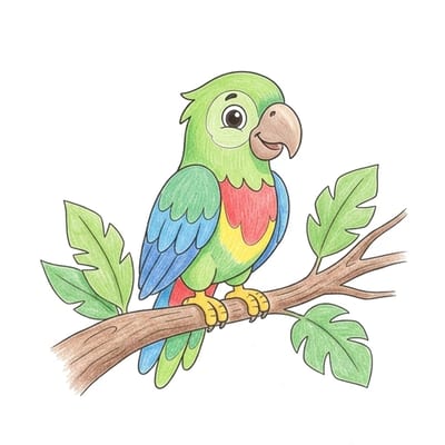 Parrot Jungle Branch, colored example