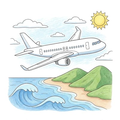 Jet Over Coast, colored example