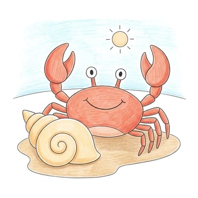 Crab Beach Shell, colored example