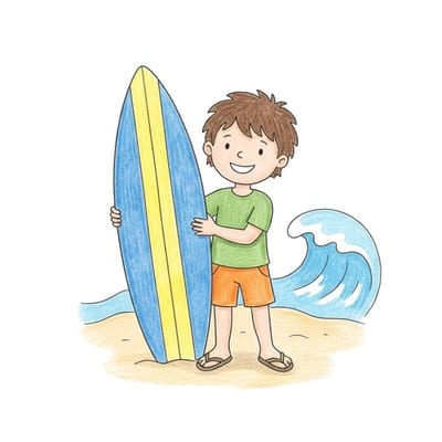 Surfer Holding Board, colored example