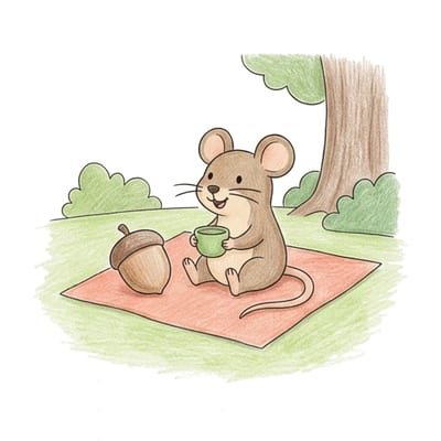 Mouse Acorn Picnic, colored example
