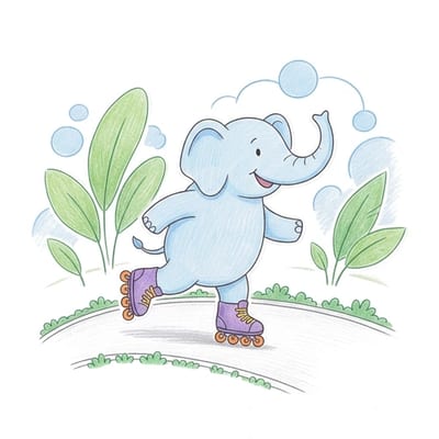 Elephant Rollerblades, colored example
