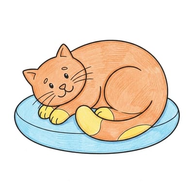 Cat On Cushion, colored example