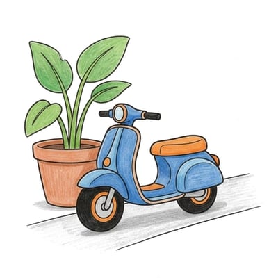 Scooter Garden Stop, colored example