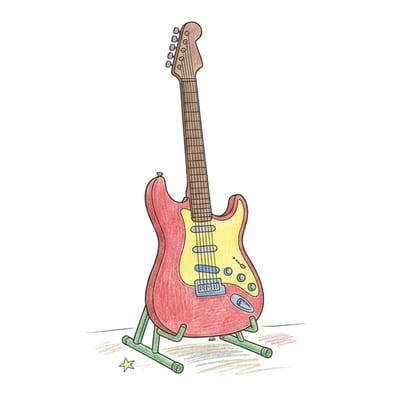 Guitar On Stand, colored example