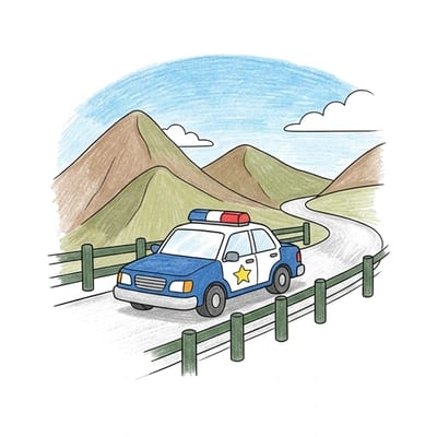 Police Car Mountain Lookout, colored example
