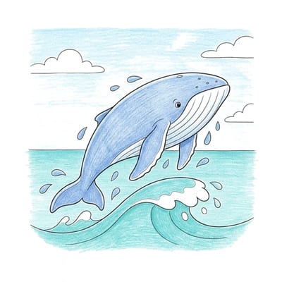 Humpback Whale Breach, colored example