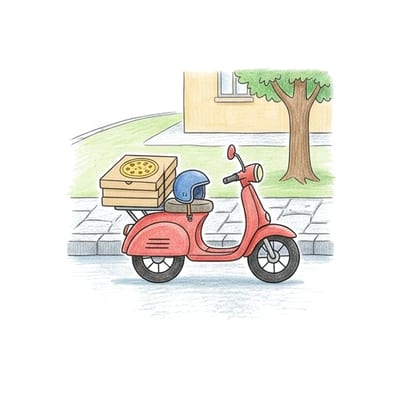 Pizza Delivery Scooter, colored example