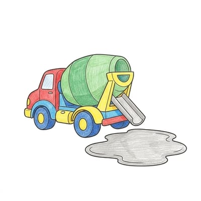 Mixer Pouring Concrete, colored example