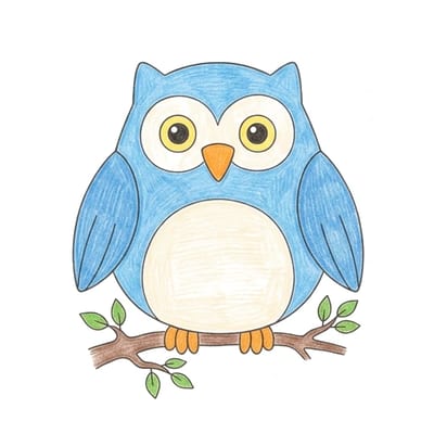 Sleepy Owl Branch, colored example