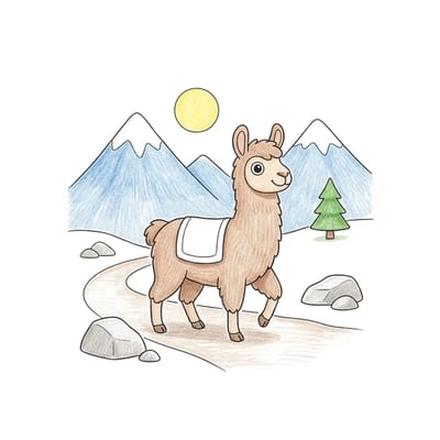 Llama Trail Walk, colored example