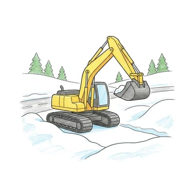 Excavator Snow Clearing, colored example