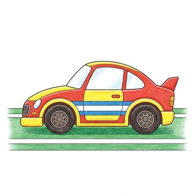 Racing Car Straightaway, colored example