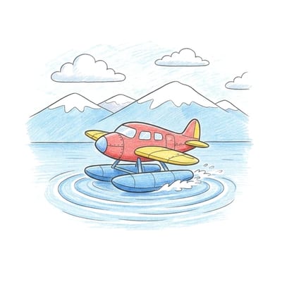 Seaplane Lake Landing, colored example