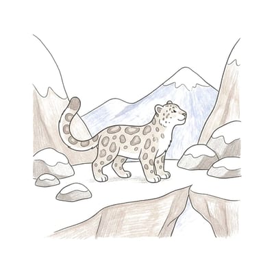 Snow Leopard Ledge, colored example