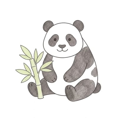 Panda Bamboo Sit, colored example