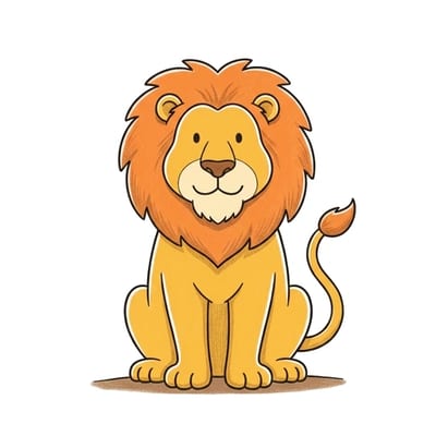 Lion Sitting Proud, colored example