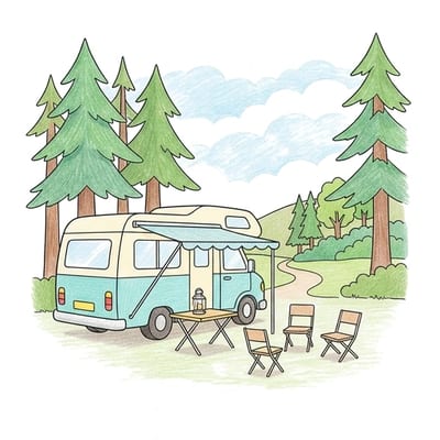 Camper Van Campsite, colored example