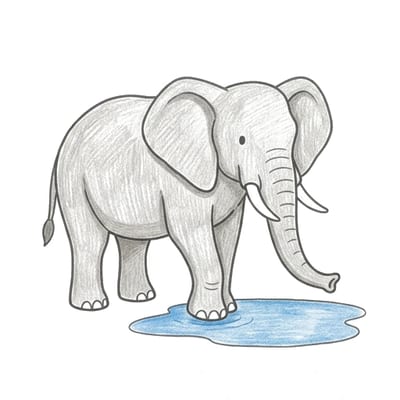 Elephant Puddle Step, colored example