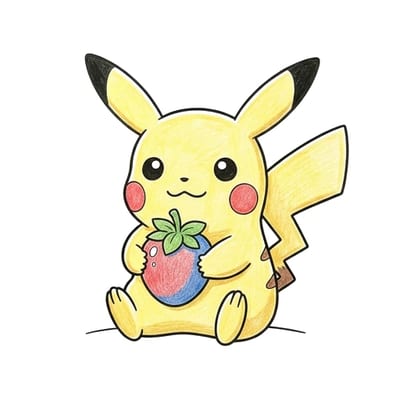 Pikachu Picnic Pose, colored example
