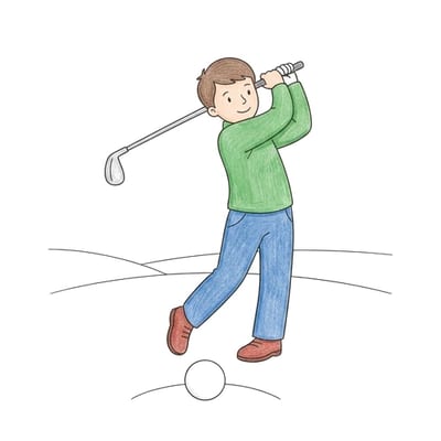 Golfer Swing Pose, colored example
