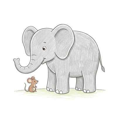 Big Elephant Small Mouse, colored example