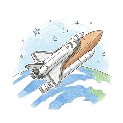 Shuttle Orbit View, colored example