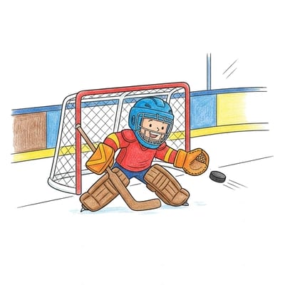 Hockey Goalie Save, colored example