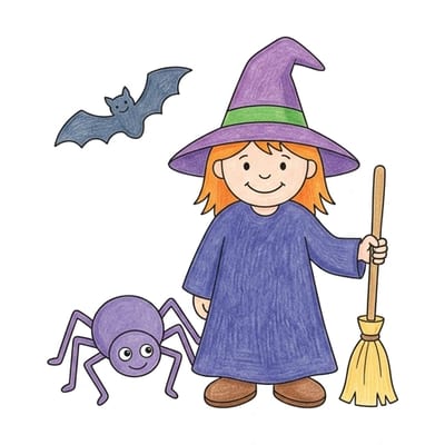 Witch Hat Friends, colored example