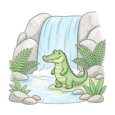 Crocodile Waterfall Pool, colored example