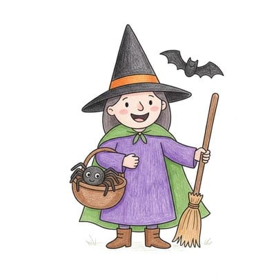 Witch Web Basket, colored example
