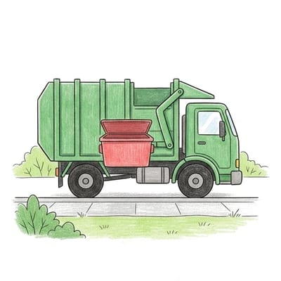 Curbside Garbage Truck, colored example