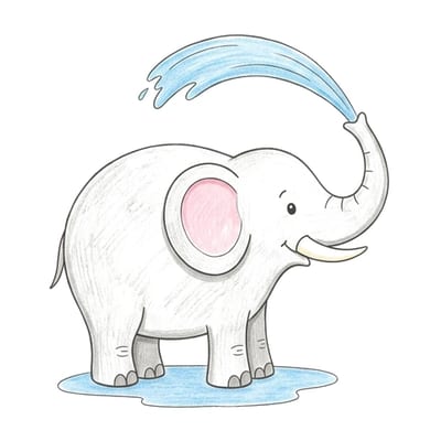 Elephant Water Spray, colored example