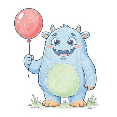 Monster With Balloon, colored example