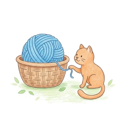 Cat Yarn Basket, colored example
