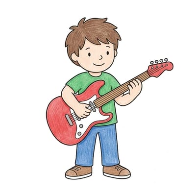 Guitar Player Strum, colored example