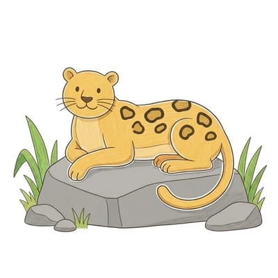 Leopard Resting Rock, colored example