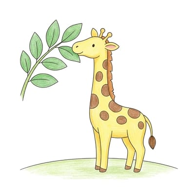 Giraffe Leaf Reach, colored example