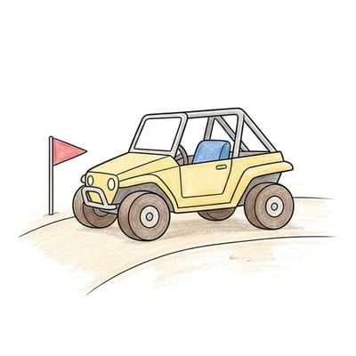 Buggy Beside Flag, colored example