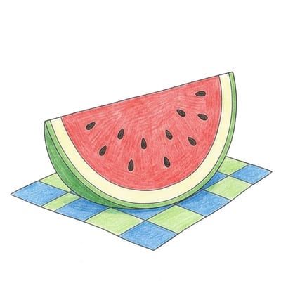 Watermelon Picnic Slice, colored example