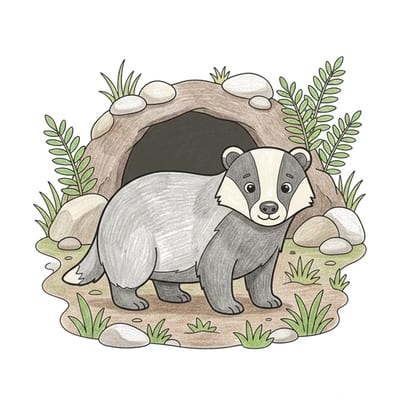 Badger Burrow Visit, colored example