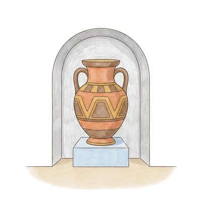 Ancient Vase Display, colored example