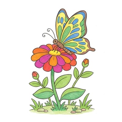 Butterfly Zinnia Rest, colored example
