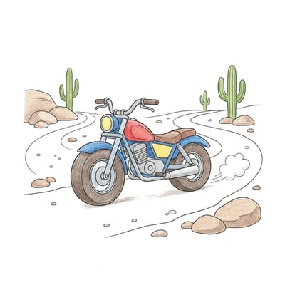 Motorcycle Desert Trail, colored example